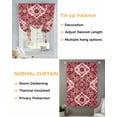 thumbnail image 3 of Red Boho Tie Up Curtains for Window, Thermal Insulated Balloon Shade Adjustable Rod Pocket Curtains Valance Panels for Kitchen Bathroom Cafe 52 x 45 Ethnic Tribal Abstract Traditional Floral, 3 of 6