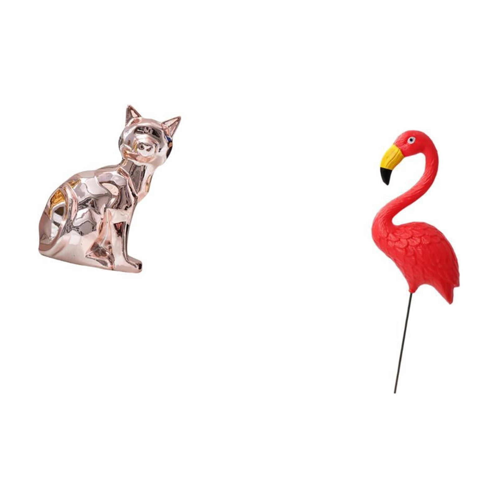 CarpNettore Cat Bird Statue Decorative Figurine Animal Sculpture Art Craft Ornament for Fireplace Yard Art Ornament Backyard Fairy Garden Accessories Flamingo Garden Stake Sculpture for Holiday
