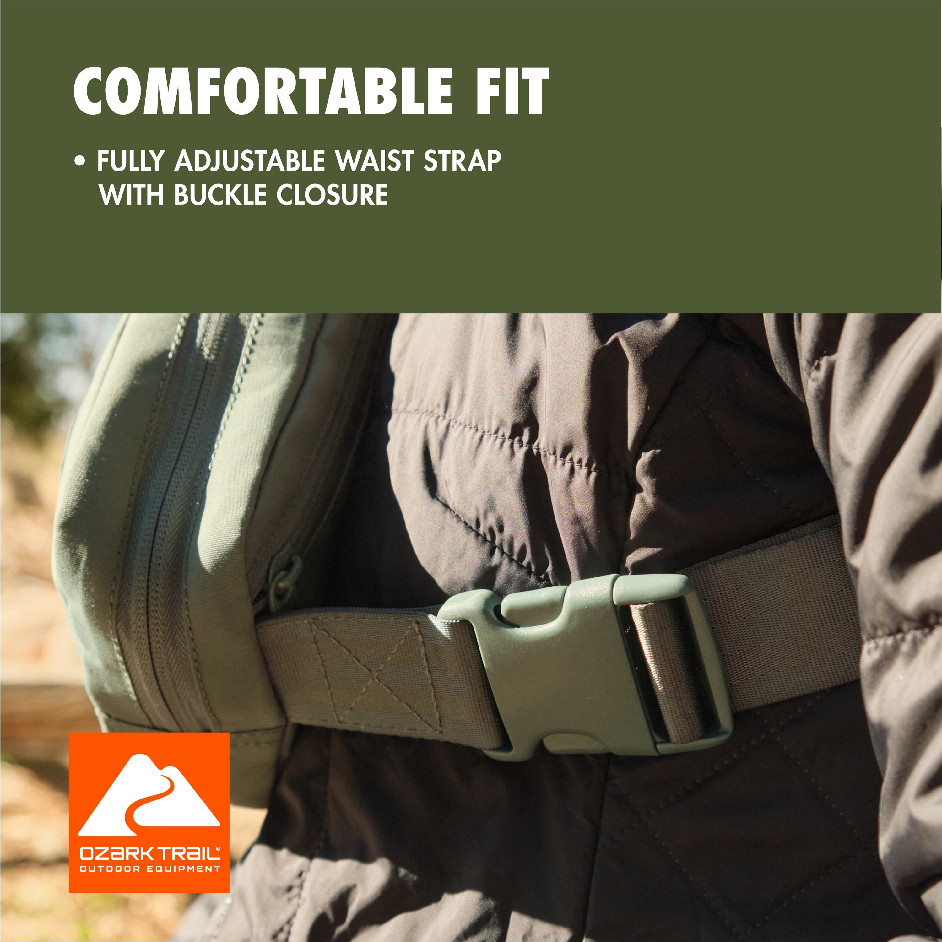 Ozark Trail Denver Waistpack, Sage Fanny pack, Polyester, Zipper, Adult, on Waist