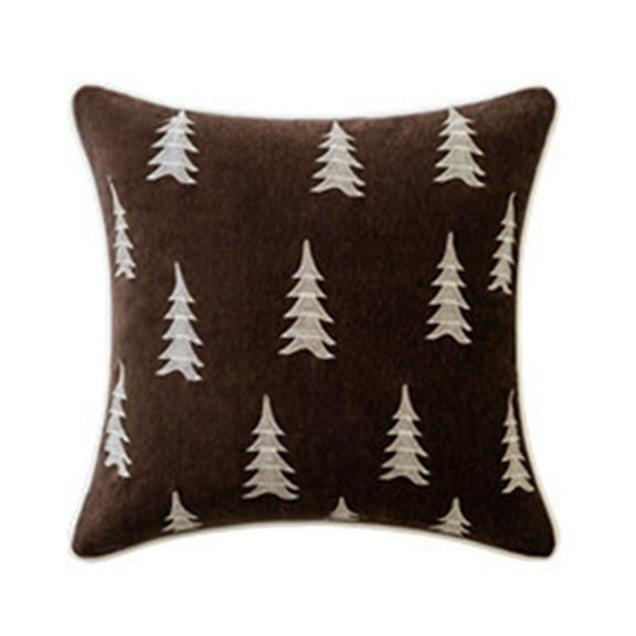 Christmas Tree Pillow Covers 18x18 Inch Set of 1 Coffee Xmas Rustic Style Winter Print Decorative Outdoor Pillowcases Farmhouse Vintage Holiday Decorations Throw Cushion Case Decor for Couch Sofa Bed