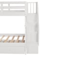 thumbnail image 6 of Harper & Bright Designs Twin Over Twin Stairway Bunk Bed with Storage Shelves, Wooden Twin Size Bunk Bedframe with Trundle for Bedroom Dorm, White, 6 of 15