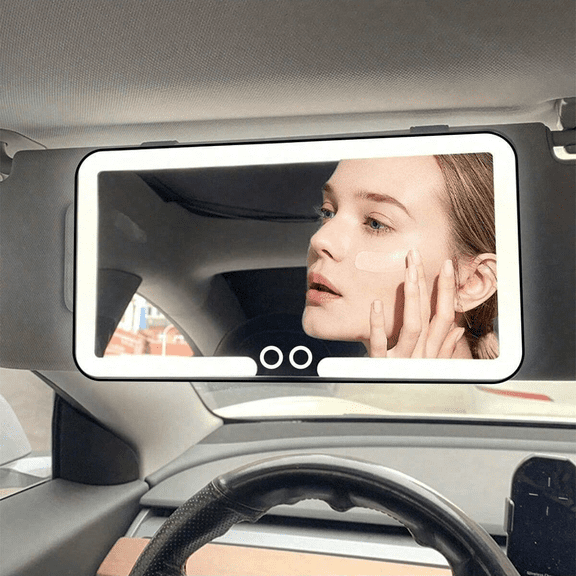 Super Thin LED Car Vanity Mirror, High Definition Makeup Mirror, Sun Visor Mounted Makeup Mirror, Dimmable Touch Screen, For Ladies