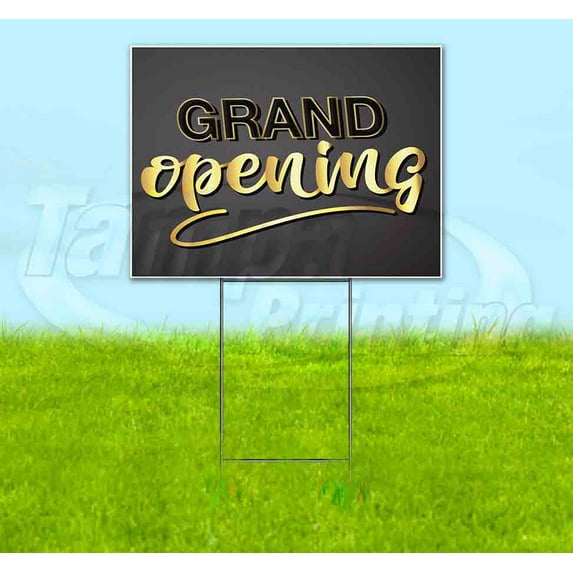 Grand Opening (18" x 24") Yard Sign, Includes Metal Step Stake