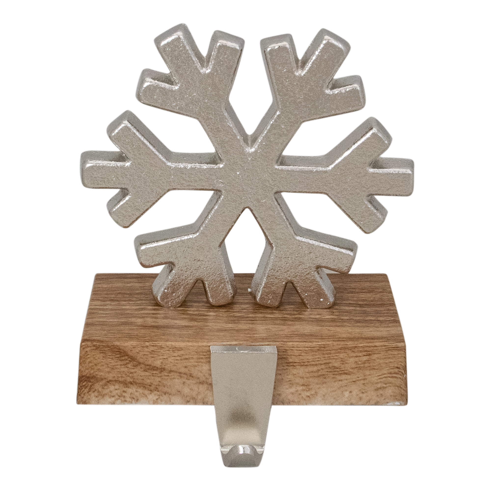 Northlight 6" Flocon de Neige Argenté sur Bois Look Base Bas de Noël Titulaire