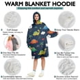 thumbnail image 5 of Wearable Oversized Blanket,DarkBlue Dinosaurs Clouds Rainbows Pattern Wearable Blanket Hoodie for Adults,Cozy Hooded Blankets with Super Pockets,Super Warm Fuzzy Pullover for Women & Men, 5 of 6