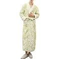 thumbnail image 2 of Couples Pajamas Matching Sets Unisex Thick Terry Cloth Bathrobes Oversized Kimono Spa Full Length Fleece Long Winter Sleepwear Green M, 2 of 5