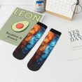thumbnail image 7 of Pofeuu Red And Blue Fire Lion Print 30cm Socks, Adult Running Hiking Socks for Youth and Adult, 7 of 7
