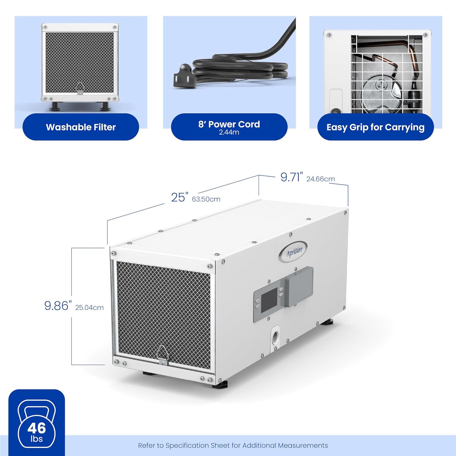 Aprilaire E050 - Basement and Crawl Space Pro Dehumidifier, 50 Pints