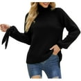 thumbnail image 2 of Women 2023 Fall Sweater Casual Turtleneck Long Sleeve Pullover Knit Sweater Lightweight Trendy Slim Fit Rinbbed Tunic Jumper Tops, 2 of 5