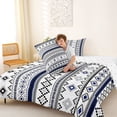 thumbnail image 4 of jejeloiu Classic Tribal Full Size Comforter Sets,Traditional Print Bedding Comforter Set For Boys,Blue White,Reversible,3pcs,1 Comforter and 2 Pillowcases, 4 of 7