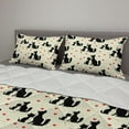 thumbnail image 2 of Feminine Comforter & Sham Bedding Set, Dog Cat Silhouettes Romantic Hearts Domestic Animals Pet Love, 3 pcs Duvet Set Microfiber Filling Quilt, 5 Sizes, Beige Black Red, by Ambesonne, 2 of 4