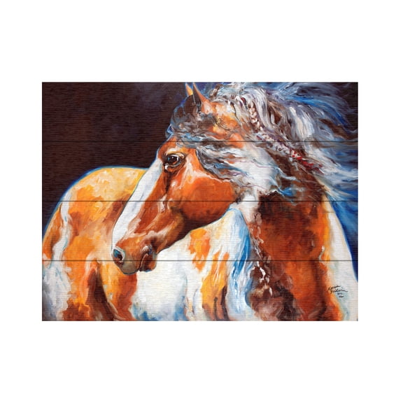 Marcia Baldwin 'Mohican Indian War Horse' Wood Slat Art 12x16