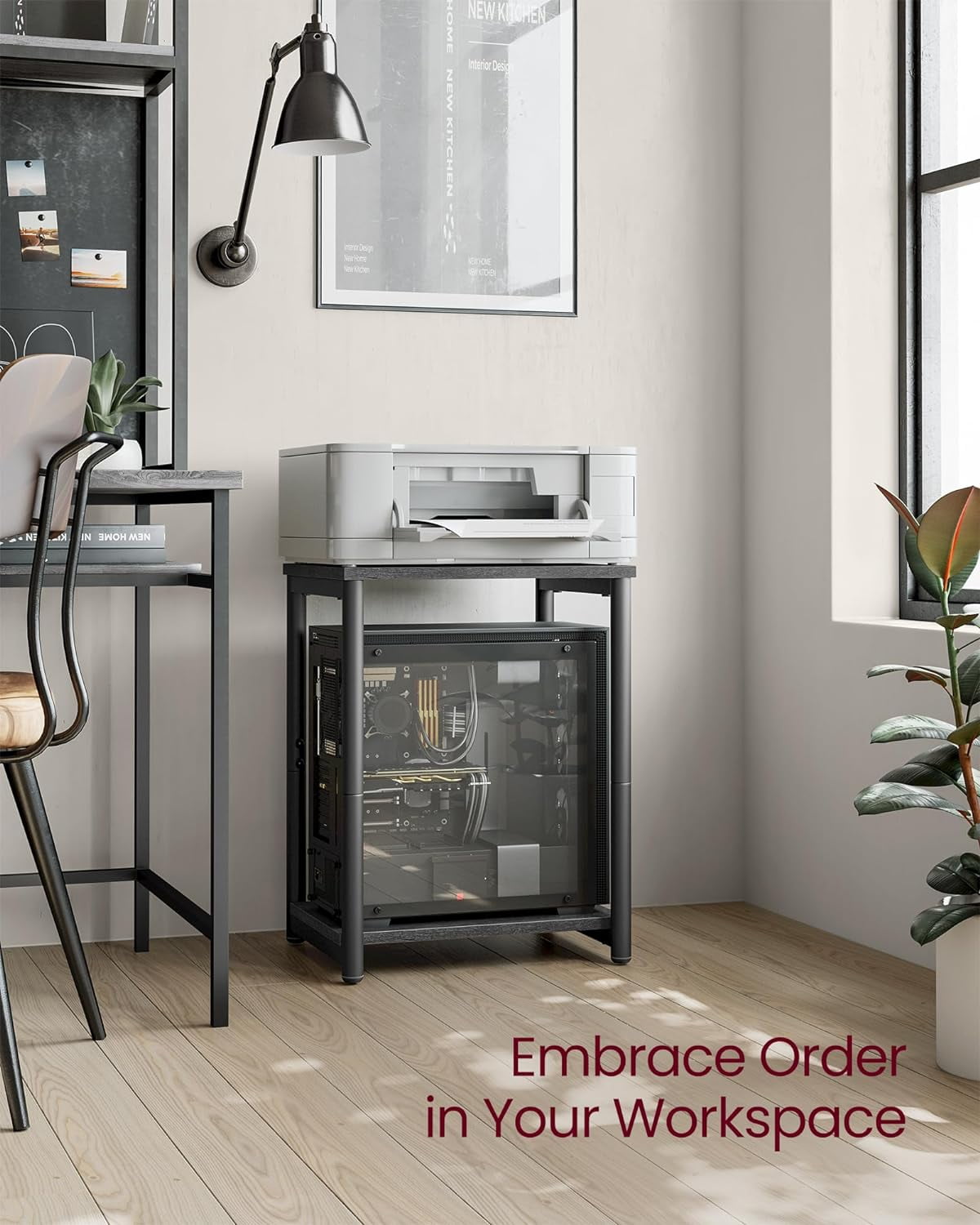 Side Tables Set of 2 Small End Table Nightstand for Living Room Bedroom Rectangle Misty Gray and Classic Black