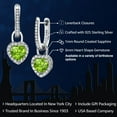 thumbnail image 2 of Gem Stone King 925 Sterling Silver Green Peridot and White Created Sapphire Dangle Earrings for Women (2.16 Cttw, Gemstone August Birthstone, Heart Shape 6MM), 2 of 5