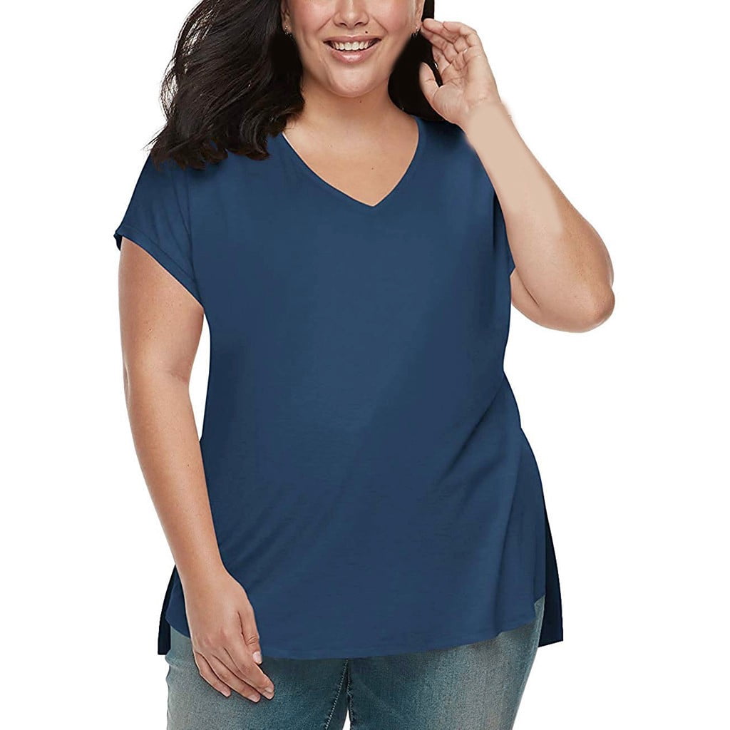 V-neck Loose Slit Shirt T-shirt 