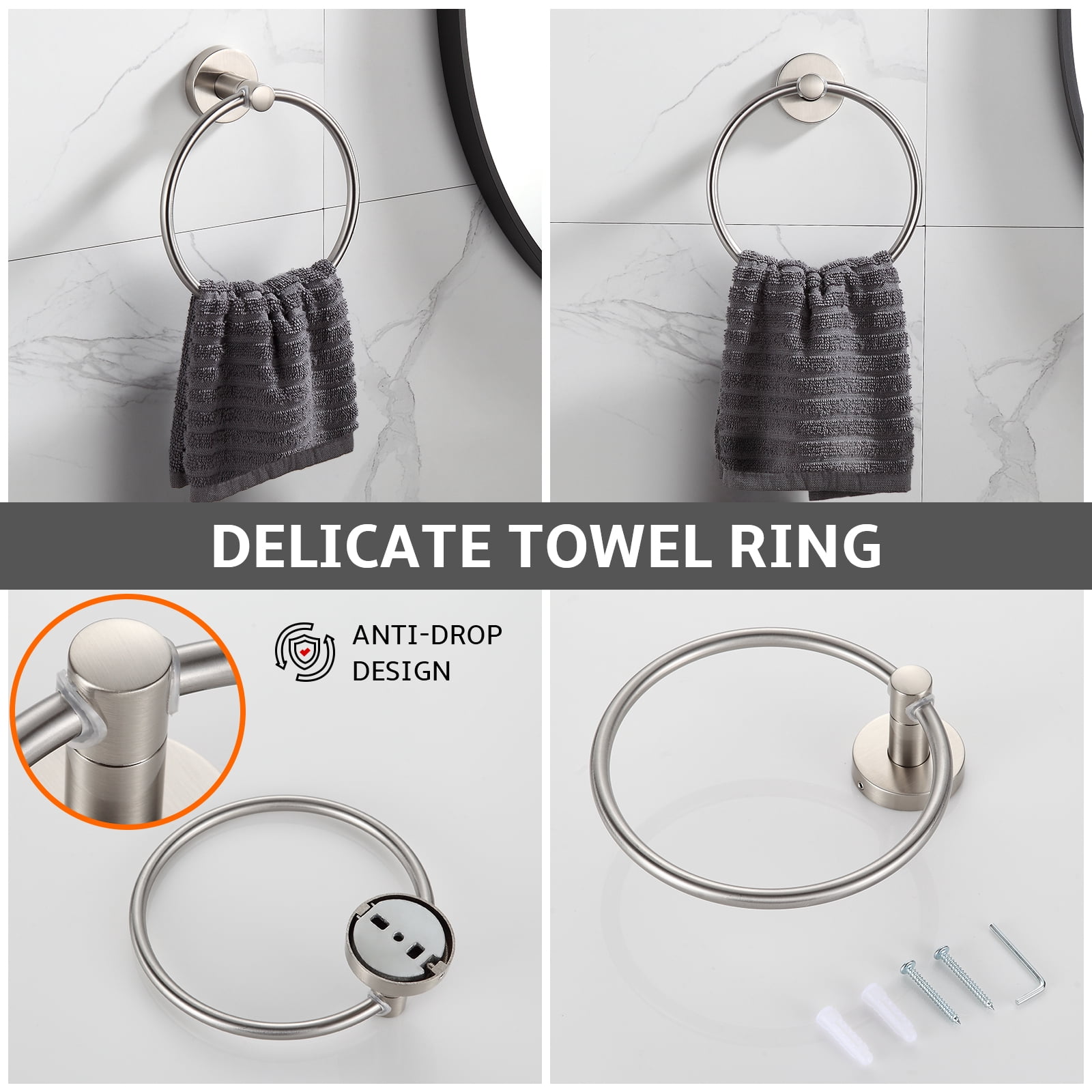 BGL Bathroom Hardware Set Brushed Nickel 4-Pieces Bathroom Towel Rack 24 Inches Adjustable Bathroom Accessories Set
