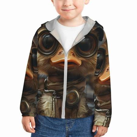

Lukts Vintage Gentleman Duck Print Children s Long-Sleeved Sun Protection Clothing Hooded Sweatshirts for Boys and Girls Outdoor Sports-4 Years