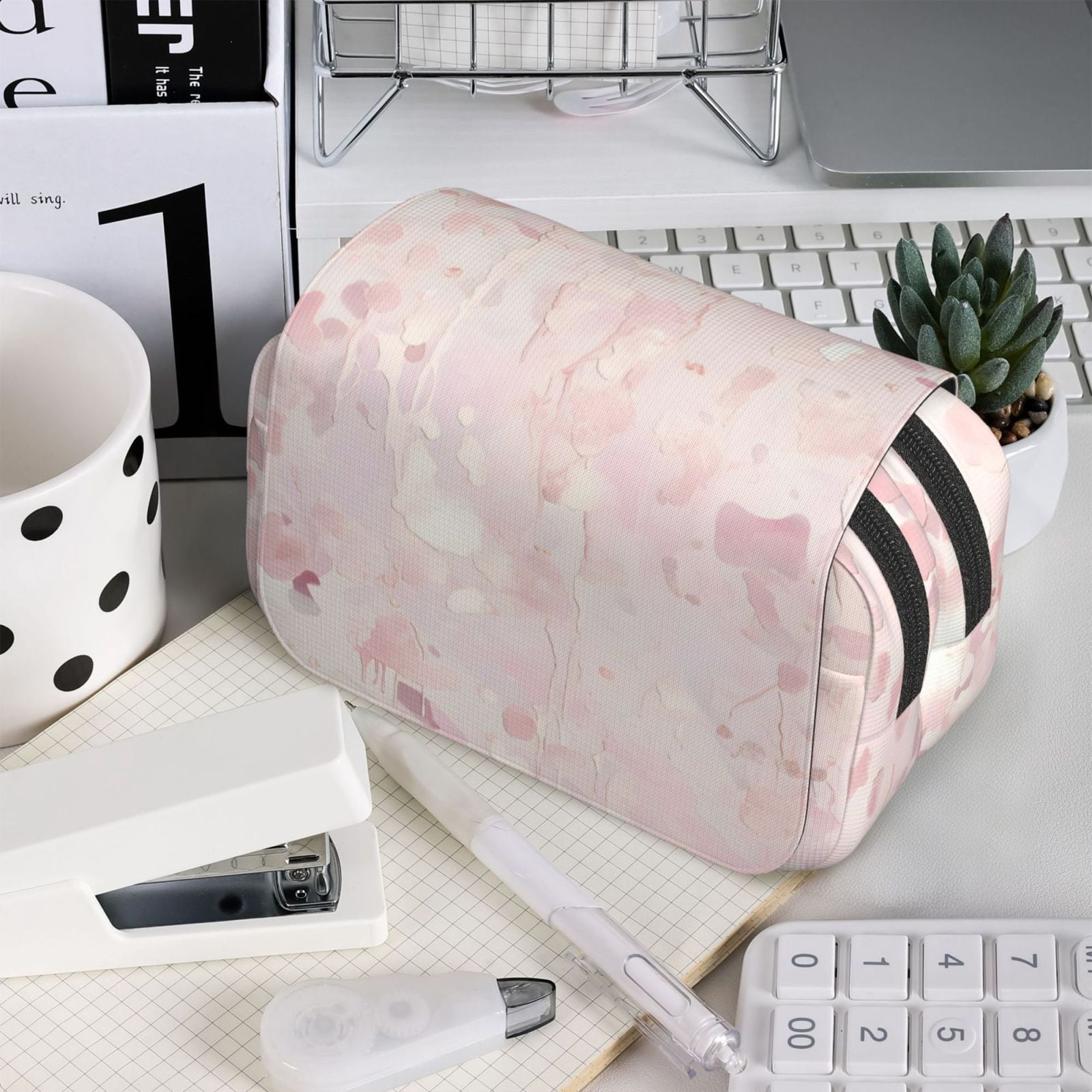 Large-Capacity Flip-Top Double-Layer Pencil Case, Multi-Functional Pocket Pen Case, Durable Stationery Organizer Rose Gold Foil Leopard Print2