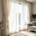 thumbnail image 5 of Beige Sequin Butterfly Curtain Tieback, Adjustable Hand-Woven Rope Tiebacks with Pearl, Window Drape Holdback for Living Room Bedroom, 20 Inch, 5 of 6