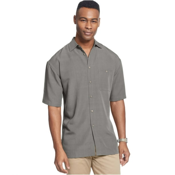 Campia Moda Camisa de microfibra suave al tacto para hombre, gris, grande Campia Moda Botones al frente