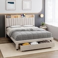 thumbnail image 4 of Bingirl Upholstered Bed Frame with Storage Headboard and Charging Station Platform Bed Frame with Drawers Heavy Duty No Box Spring Needed Easy Assembly Beige Full Size, 4 of 8