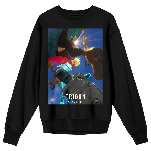 Trigun Stampede Vash The Stampede Crew Neck Long Sleeve Black Adult Sweatshirt-3XL