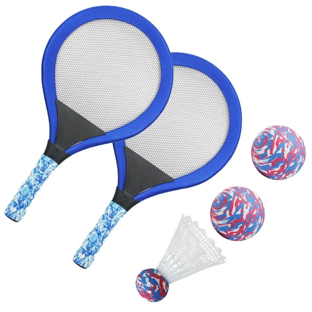 TAILTOSS 2Sets Blue Lightweight Plastic Tennis Rackets Set for Outdoor Playing and Beginner Skills Practice