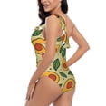 thumbnail image 4 of Pofeuu Leaves Avocado Print Women's One Piece Swimsuits One Shoulder Swimwear Asymmetric Ruffle Monokinis Bathing Suits-XX-Large, 4 of 6