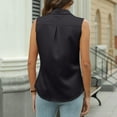 thumbnail image 6 of AKOEE Business Casual Shirts for Women Button Down Sleeveless Lapel Collared Satin Blouses Dressy Tank Tops (XL, Black), 6 of 6