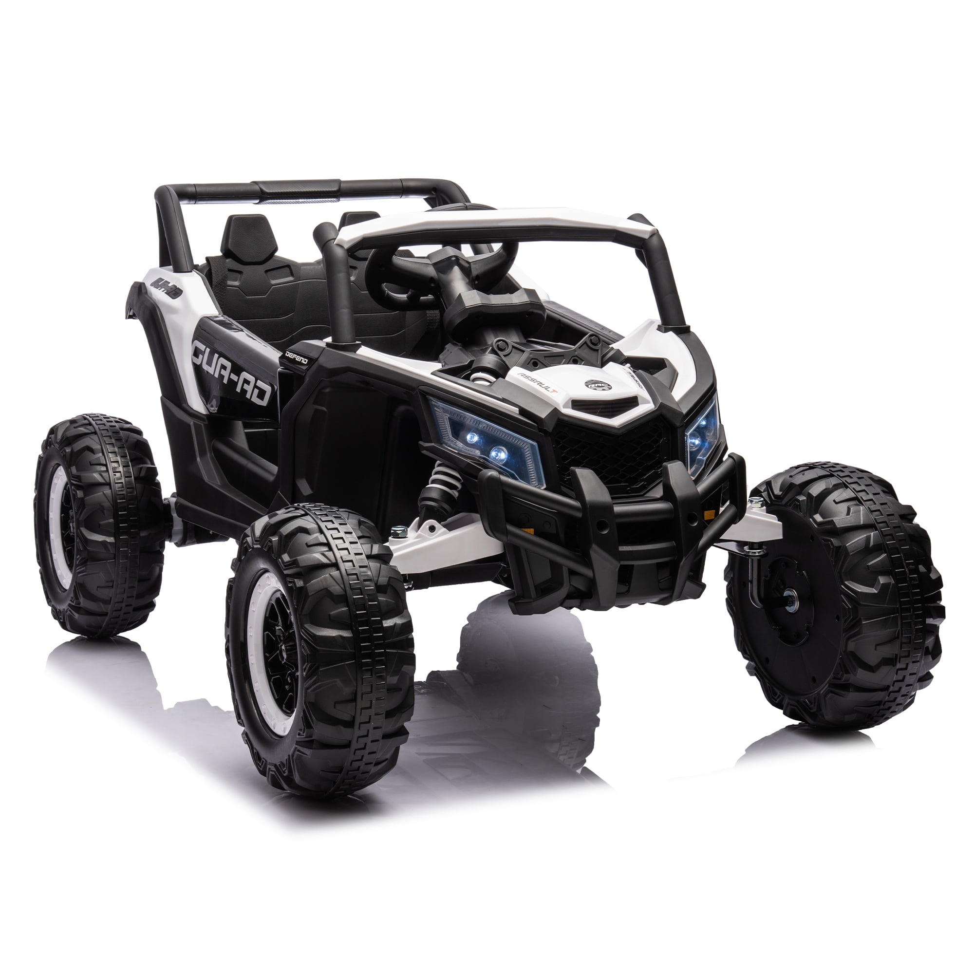 CIPACHO 12V Ride On UTV with Remote Control, Electric Kid Car with 3-Point Safety Harness, Music Player (USB Port/Volume Knob/Battery Indicator), White CIPACHO 12V Ride On UTV with Remote Control, Electric Kid Car with 3-Point Safety Harness, Music Player (USB Port/Volume Knob/Battery Indicator), White
