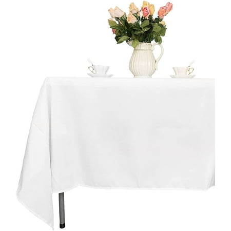

Trimming Shop White Rectangular Cotton-Polyester Tablecloth 70 x 144 Premium Linen Table Cover Washable Fabric Table Cloth for Weddings Banquets Parties Dining Table 5pcs