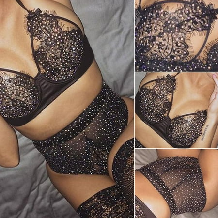 

Women Sexy Sissy Lingerie Lace Babydoll.G-String Thong Nightwear Underwear Black Size M