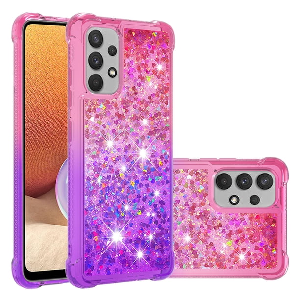 Funda para Samsung Galaxy A32 4G Transparente con Brillos Carcasa Protectora Antigolpes con Glitter Brillante