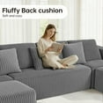 thumbnail image 5 of SOULART 132" Cloud Couch, Gray U-Shaped Sectional Sofa for Living Room, Modular sofa with Reversible Chaise, Ultra Soft Striped Corduroy, 5 of 11
