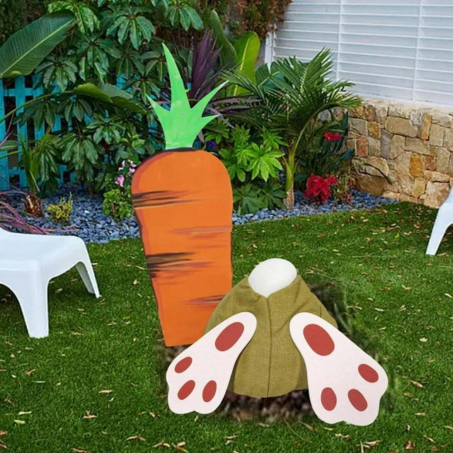 Decoración De Jardines Decoraciones de zanahorias de Pascua con conejito para jardín de primavera y fiestas al aire libre Yulucky