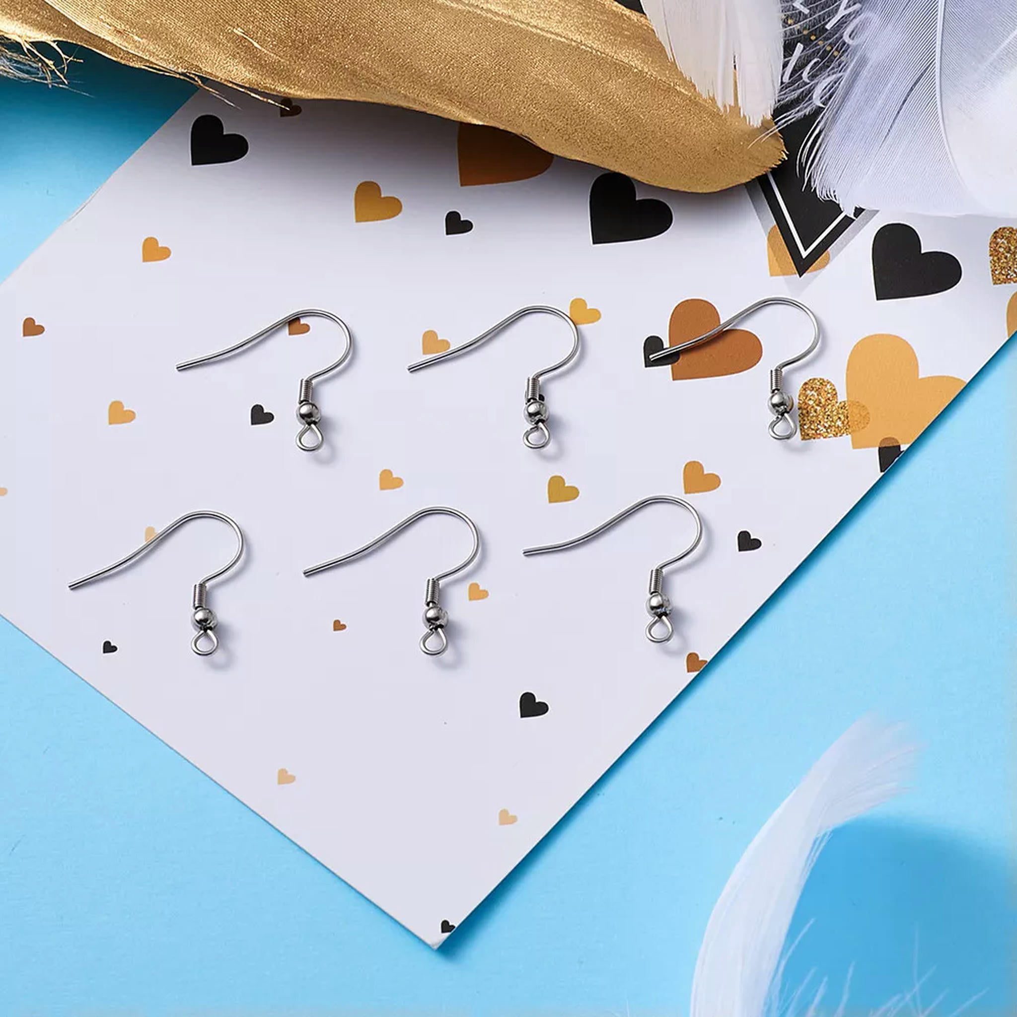 U8MO 400pc 304 Stainless Steel Earring Hooks French Earwire Hang Loop Findings 20.5mm