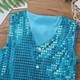 thumbnail image 6 of vastwit Kids Girls Boys Sequins Vest Tops Hip Hop Jazz Dance Sleeveless Button Waistcoat Jacket Light Blue 14-15, 6 of 7