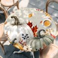 thumbnail image 4 of Round Table Cover 55-60 Inch White Green Pumpkins Fall Waterproof Reusable Table Cloth Round Fitted Vinyl Tablecloth with Elastic Edged for Parties Outdoors, Thanksgiving Floral Vintage, 4 of 9