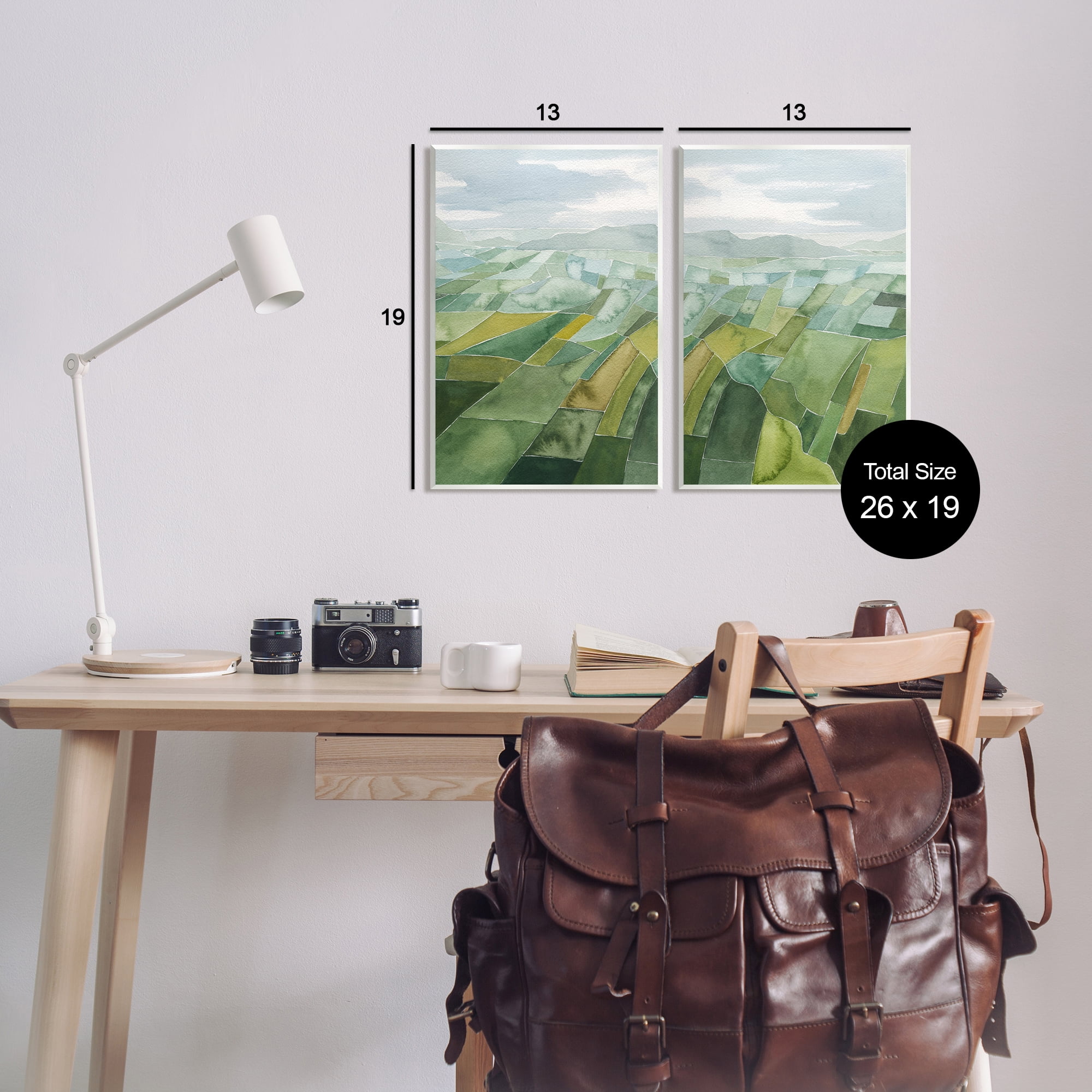 Stupell Industries Abstract Farmland Landscape Nature Painting Unframed Art Print Wall Art, 13 x 19, Set of 2