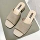 thumbnail image 4 of Amzcrzy Zapatos de mujer,Zapatos de mujer,Zapatillas de mujer, Sandalias de tacón grueso acanaladas para mujer, elegantes sandalias tipo mule de tela blanca. Sandalias Mujer Zapatillas De Casa, 4 of 6