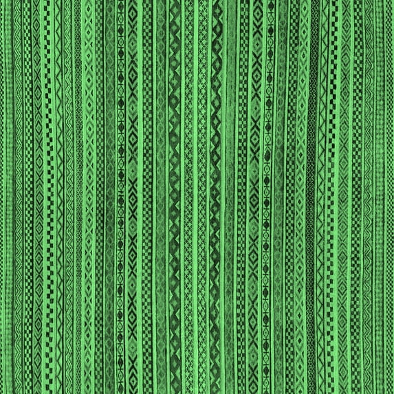 Ahgly Company Indoor Square Abstract Emerald Green Modern Area Rugs, 3' Square