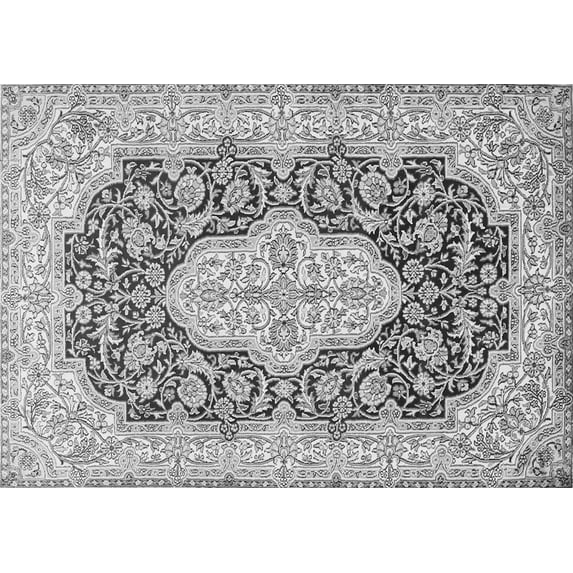 Ahgly Company Indoor Rectangle Medallion Gray Traditional Area Rugs, 7' x 9'