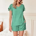 thumbnail image 2 of XuJwPNcy Womens Pajamas Set Ruffle Sleeve Sleepwear Comfy V Neck Top and Shorts 2 Piece Pjs Loungewear with Pockets, 2 of 7