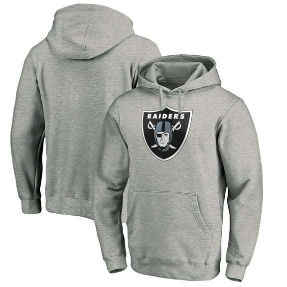 Men's Heather Gray Las Vegas Raiders Primary Logo Fitted Pullover Hoodie