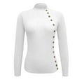 thumbnail image 4 of Fgnfyis Women Solid Color Half Turtleneck Button Down Sweater Top for Autumn Winter Warmth White L, 4 of 5