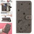 thumbnail image 1 of SaniMore for Google Pixel 8 Pro 2023 Case, PU Leather Skin with Embossed Cat Flip Magnetic Cover Card Slots Kickstand Detachable Lanyard Full Around Protective Wallet Shell, Gray, 1 of 8