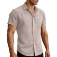 thumbnail image 2 of Mifsaly Men's Linen Shirts Casual Button Down Short Sleeve Shirt Lightweight Breathable Vacation Summer Beach tops Regular Fit Business Casual Tropical Outfits Mint Green,XXL, 2 of 8