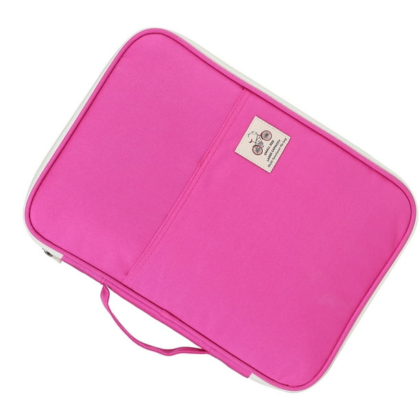 Bolsa para documentos A4, carpeta de archivos, organizador de cartera, ordenador portátil, estuche con cremallera (rojo rosa)