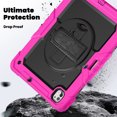 thumbnail image 3 of Case for iPad Pro 13 inch (2025 M5/2024 M4) with Screen Protector, 360 Degree Rotating Kickstand Hand Strap Heavy Duty Shockproof Cover with Shoulder Strap, Rose, 3 of 7