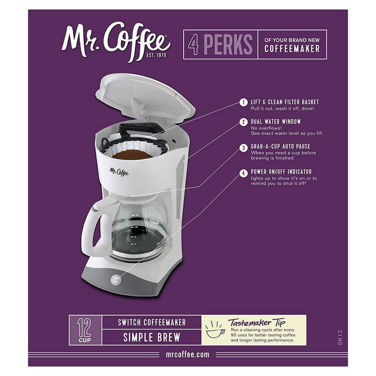 Mr. Coffee 12-Cup Manual Coffee Maker, White